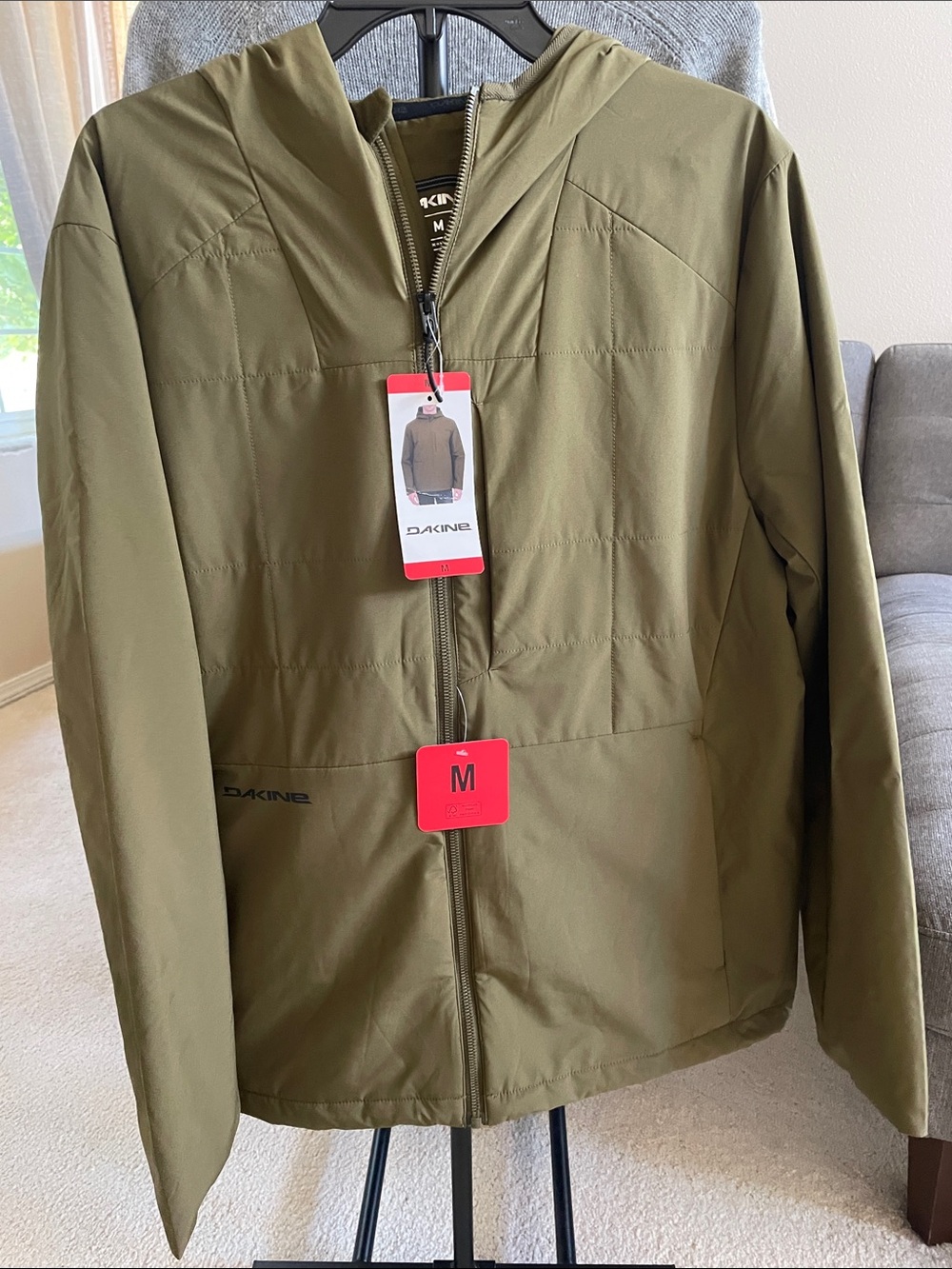 NWT Dakine Olive Green Lightweight Hooded Jacket M
